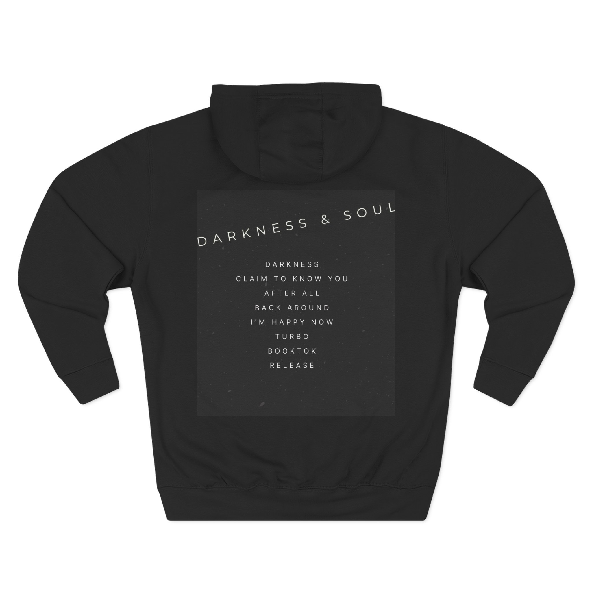 Three-Panel Hoodie — Retro Photo Collage & "Darkness & Soul" Tracklist Fleece Hoodie - Imagen 2
