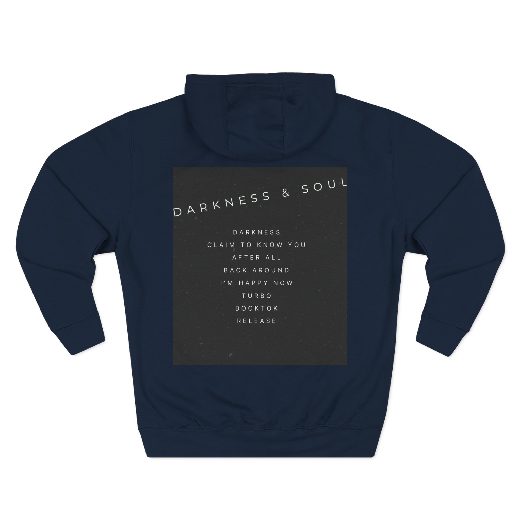 Three-Panel Hoodie — Retro Photo Collage & "Darkness & Soul" Tracklist Fleece Hoodie - Imagen 18
