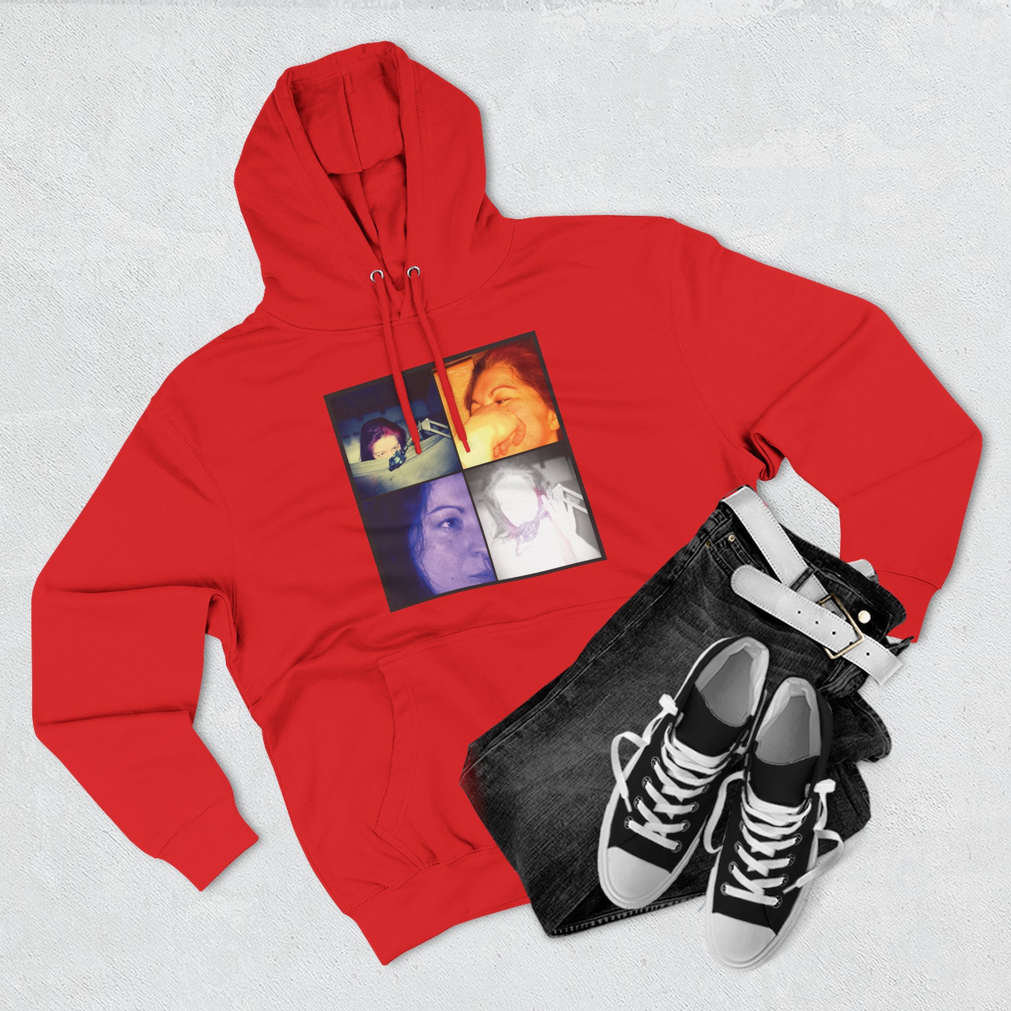 Three-Panel Hoodie — Retro Photo Collage & "Darkness & Soul" Tracklist Fleece Hoodie - Imagen 27