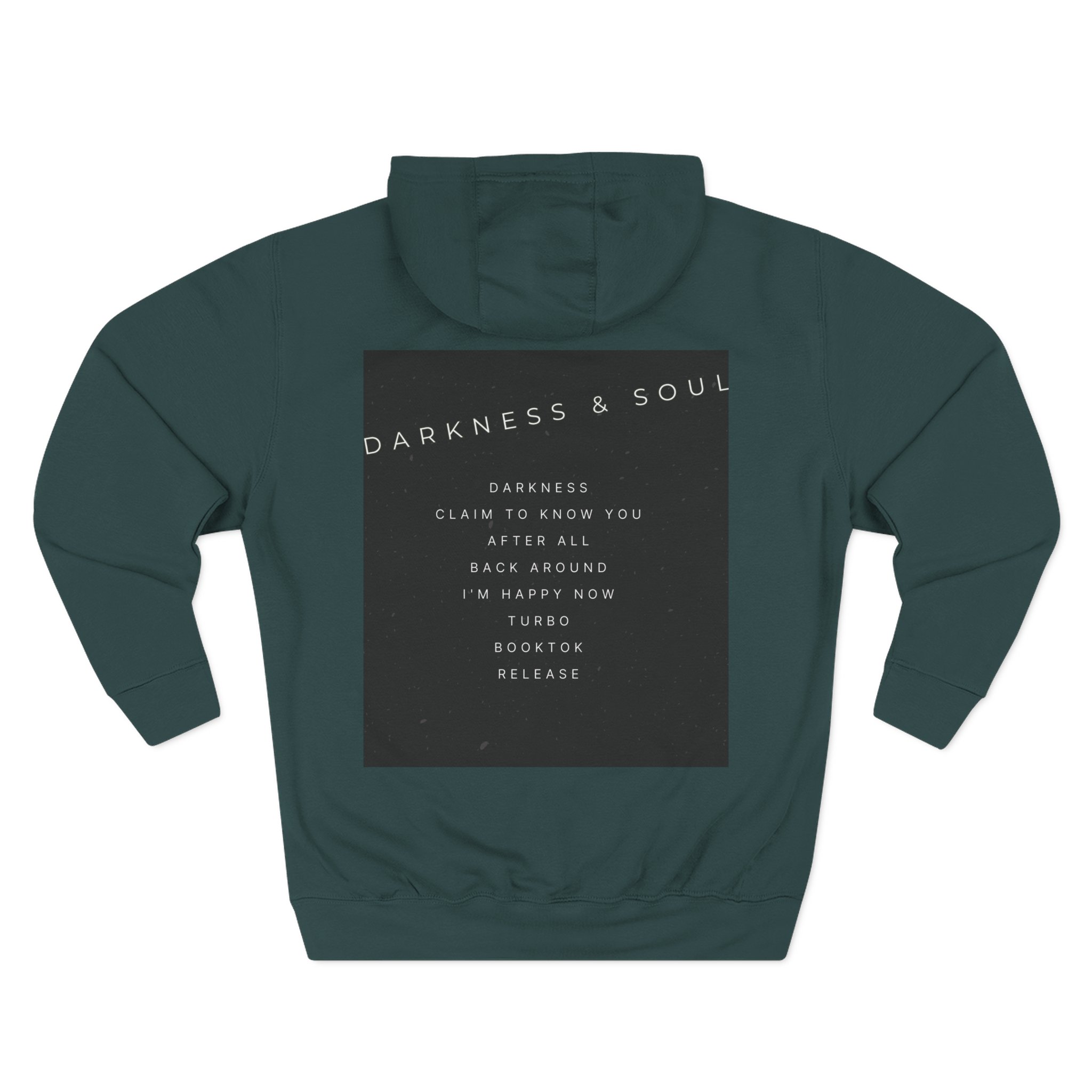 Three-Panel Hoodie — Retro Photo Collage & "Darkness & Soul" Tracklist Fleece Hoodie - Imagen 10