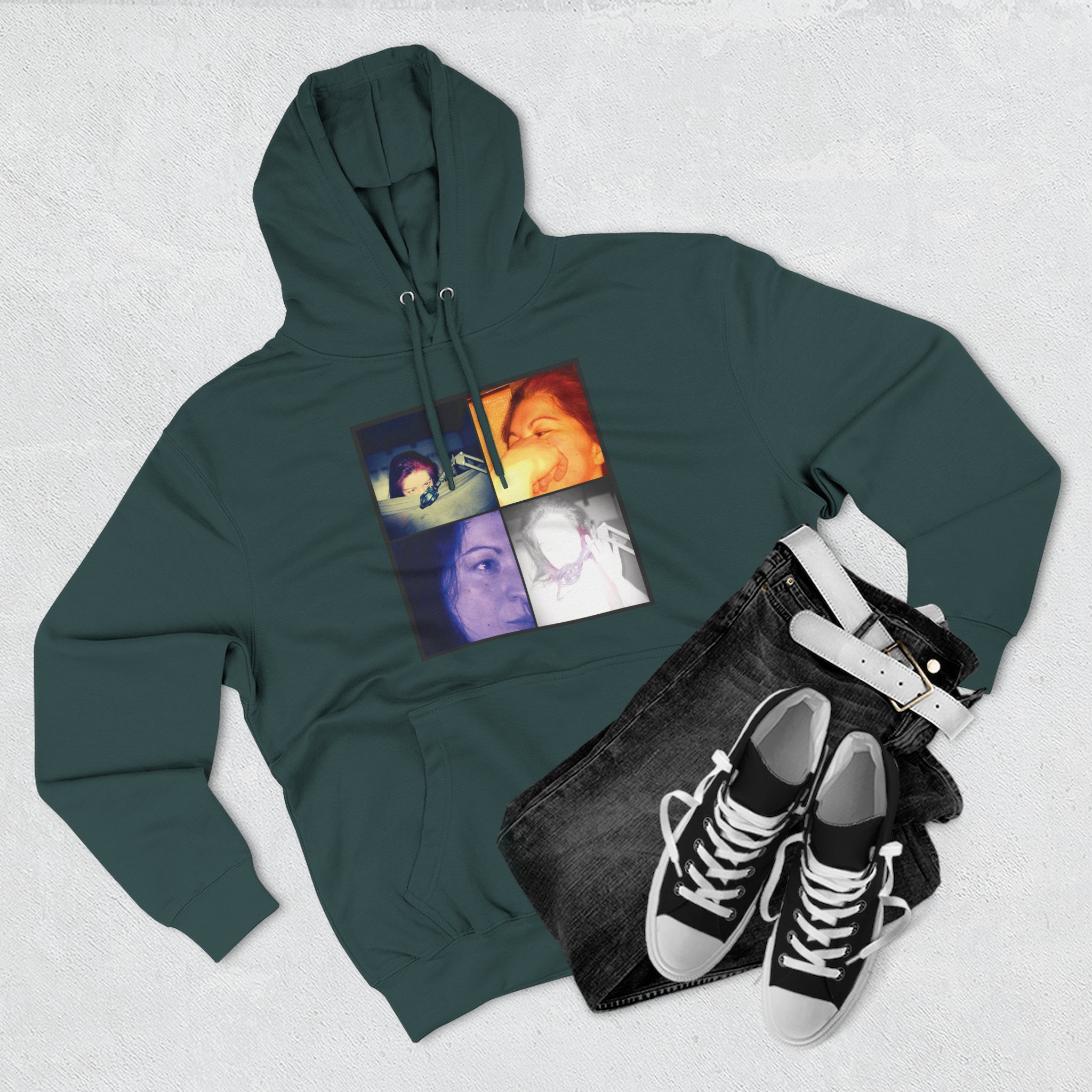 Three-Panel Hoodie — Retro Photo Collage & "Darkness & Soul" Tracklist Fleece Hoodie - Imagen 11