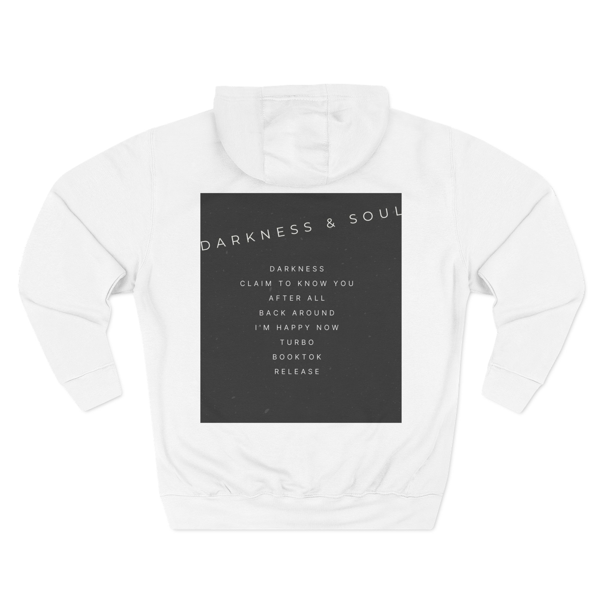 Three-Panel Hoodie — Retro Photo Collage & "Darkness & Soul" Tracklist Fleece Hoodie - Imagen 6