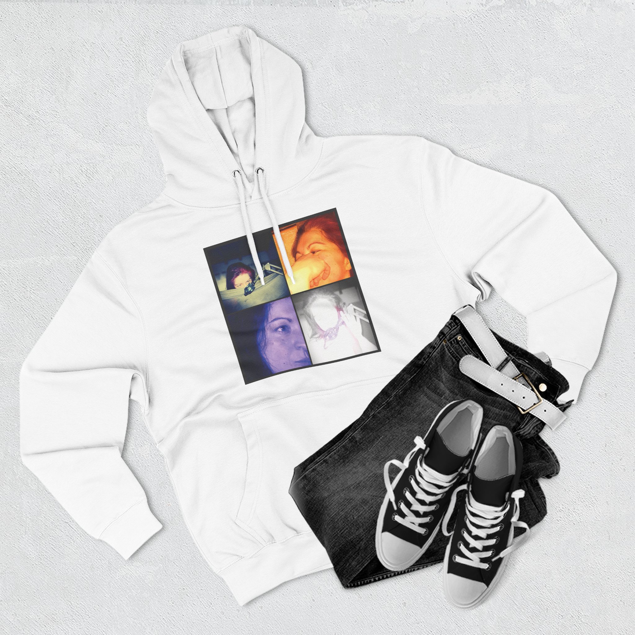 Three-Panel Hoodie — Retro Photo Collage & "Darkness & Soul" Tracklist Fleece Hoodie - Imagen 7