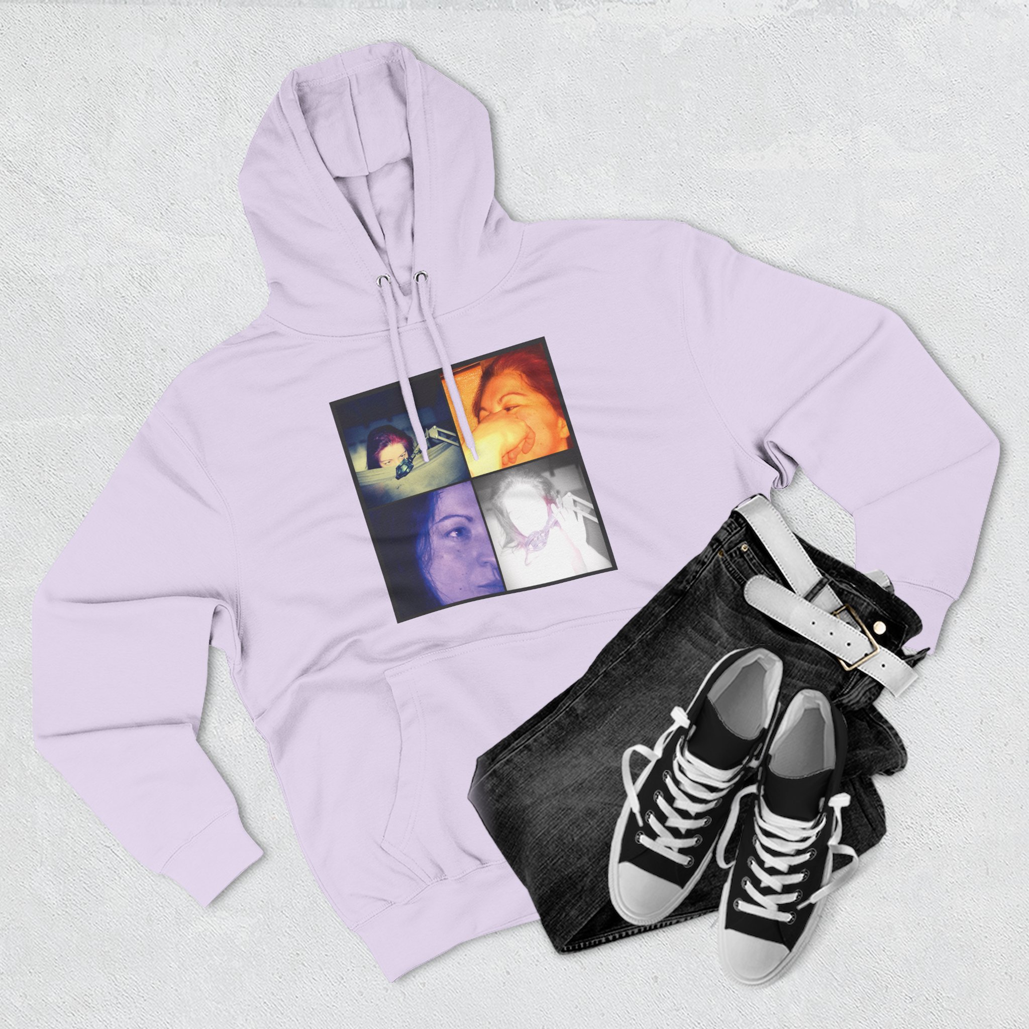Three-Panel Hoodie — Retro Photo Collage & "Darkness & Soul" Tracklist Fleece Hoodie - Imagen 23