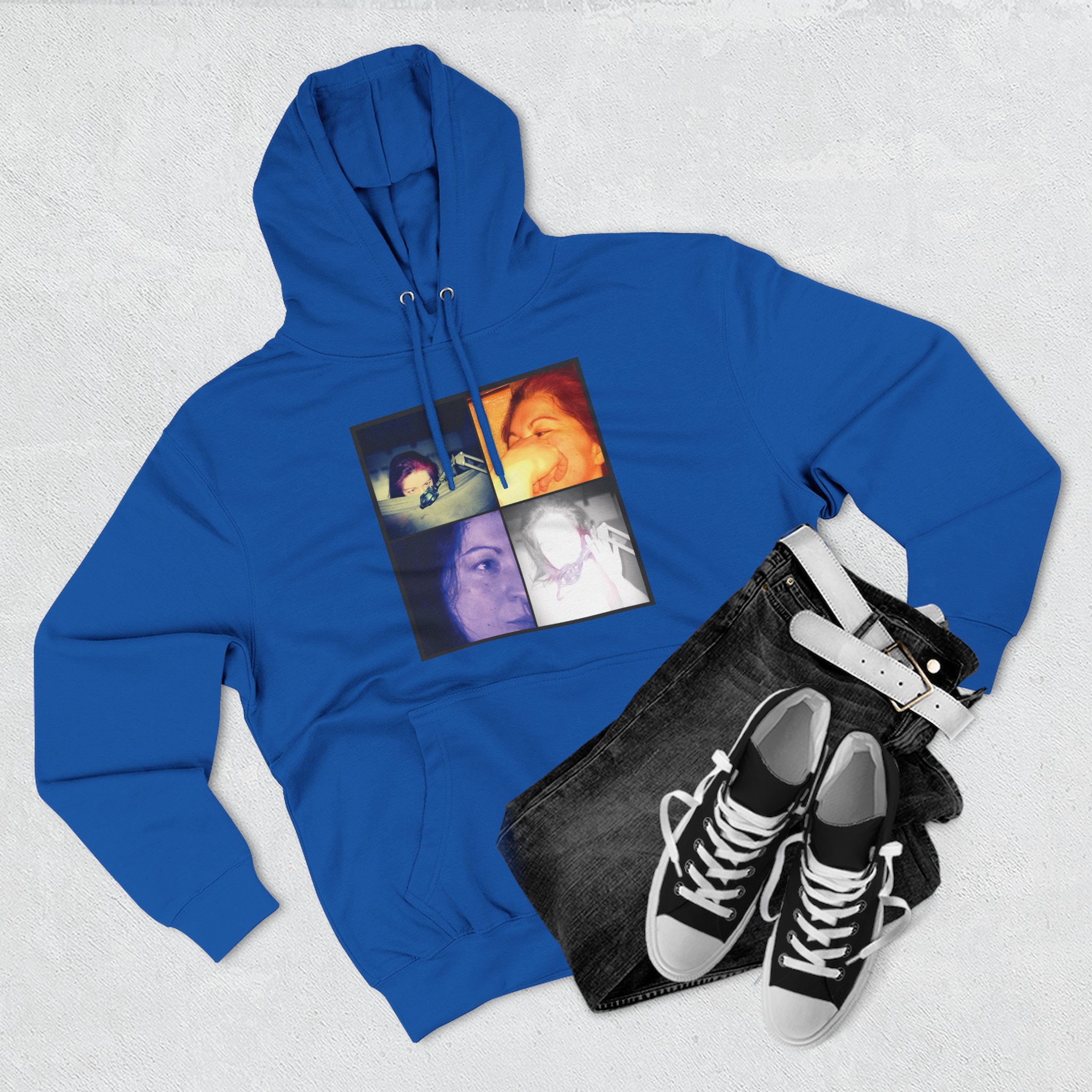 Three-Panel Hoodie — Retro Photo Collage & "Darkness & Soul" Tracklist Fleece Hoodie - Imagen 15